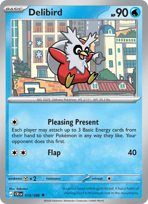 Losse Pokémonkaart 018/086 - Delibird - Chaos Rising - [Uncommon] - Reverse Holo