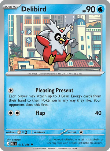 Losse Pokémonkaart 018/086 - Delibird - Chaos Rising - [Uncommon] - Reverse Holo