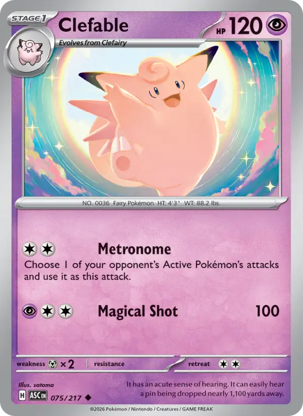 Losse Pokémonkaart 075/217 - Clefable - Ascended Heroes - [Uncommon]
