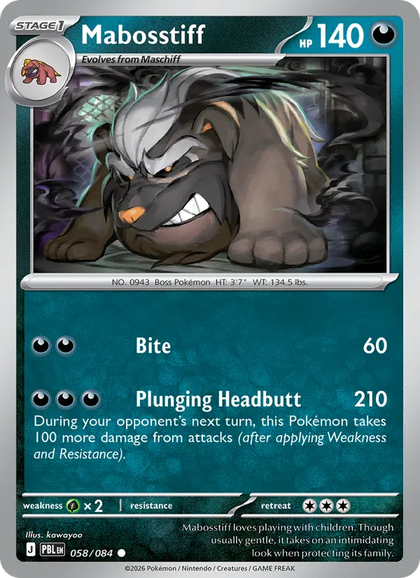 Losse Pokémonkaart 058/084 - Mabosstiff - Pitch Black - [Common]