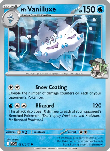 Losse Pokémonkaart 051/217 - N's Vanilluxe - Ascended Heroes - [Uncommon]