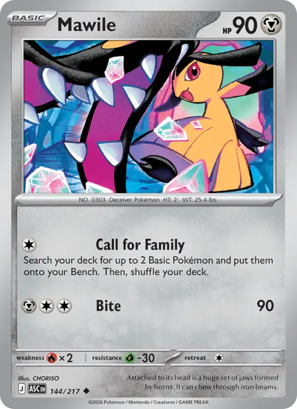 Losse Pokémonkaart 144/217 - Mawile - Ascended Heroes - [Uncommon] - Duskball Reverse Holo