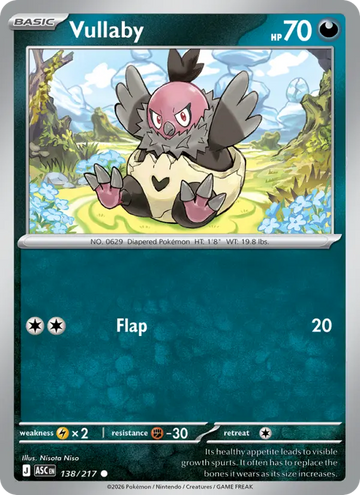 Losse Pokémonkaart 138/217 - Vullaby - Ascended Heroes - [Common] - Energy Reverse Holo