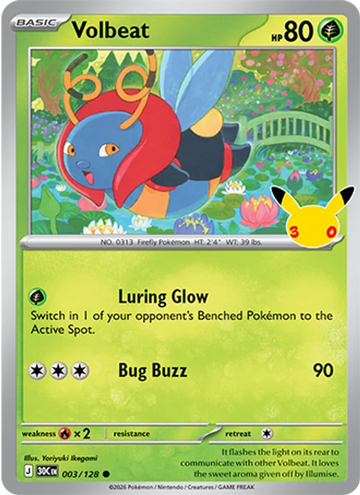 Losse Pokémonkaart 003/128 - Volbeat - 30th Celebration - [Common]