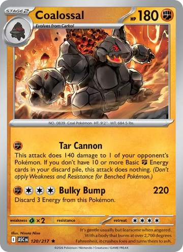 Losse Pokémonkaart 120/217 - Coalossal - Ascended Heroes - [Rare] - Duskball Reverse Holo