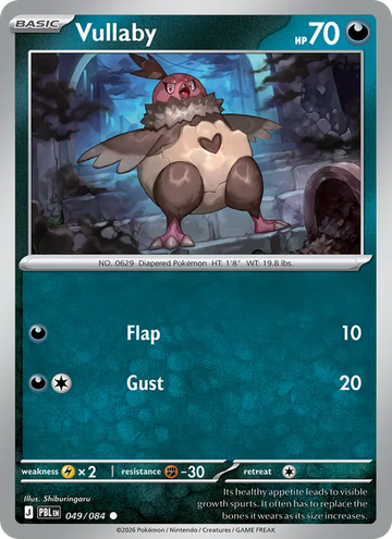 Losse Pokémonkaart 049/084 - Vullaby - Pitch Black - [Common]