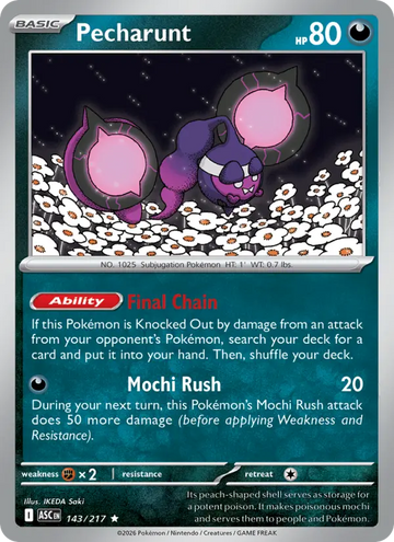 Losse Pokémonkaart 143/217 - Pecharunt - Ascended Heroes - [Rare] - Energy Reverse Holo