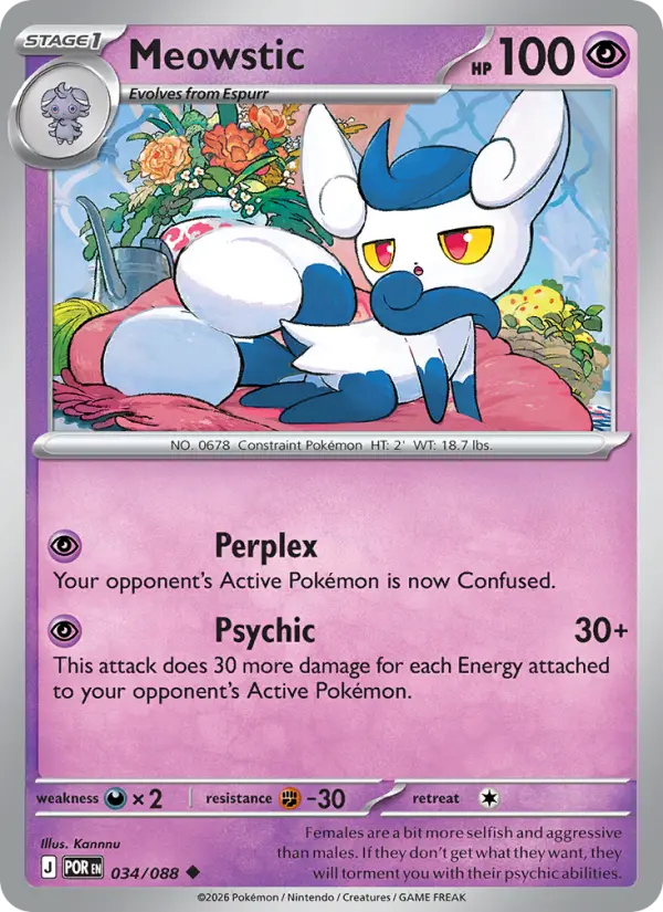 Losse Pokémonkaart 034/088 - Meowstic - Perfect Order - [Uncommon]