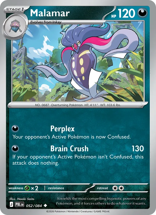 Losse Pokémonkaart 052/084 - Malamar - Pitch Black - [Uncommon] - Reverse Holo