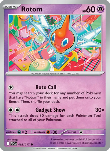 Losse Pokémonkaart 092/217 - Rotom - Ascended Heroes - [Common] - Energy Reverse Holo