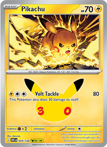 Losse Pokémonkaart 024/128 - Pikachu - 30th Celebration - [Pikachu Rare]
