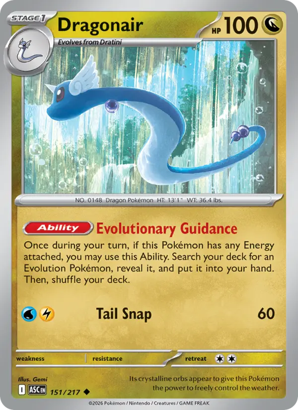 Losse Pokémonkaart 151/217 - Dragonair - Ascended Heroes - [Uncommon] - Energy Reverse Holo