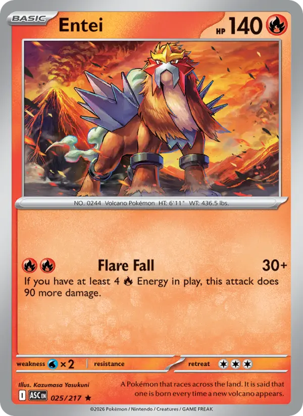 Losse Pokémonkaart 025/217 - Entei - Ascended Heroes - [Rare]