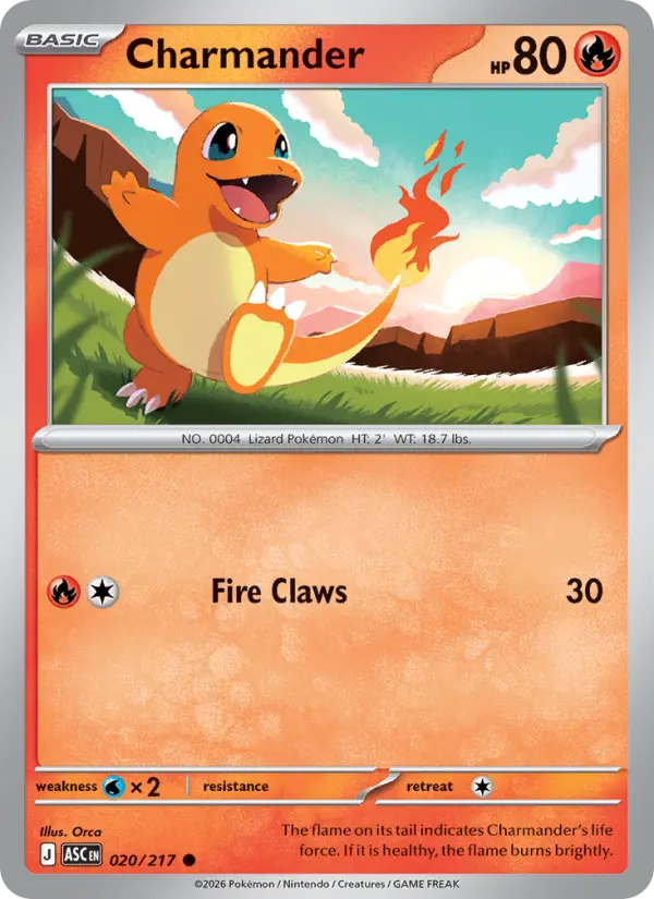Losse Pokémonkaart 020/217 - Charmander - Ascended Heroes - [Common]