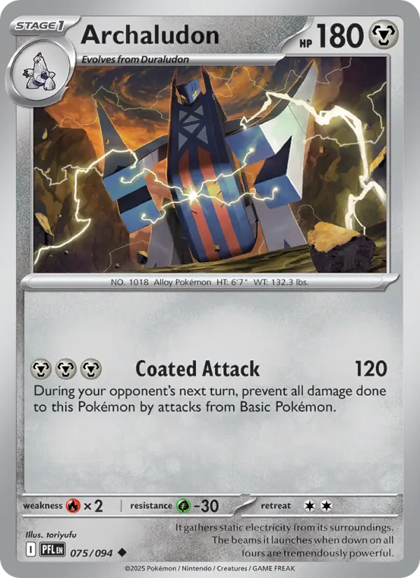 Losse Pokémonkaart 075/094 - Archaludon - Phantasmal Flames - [Uncommon]