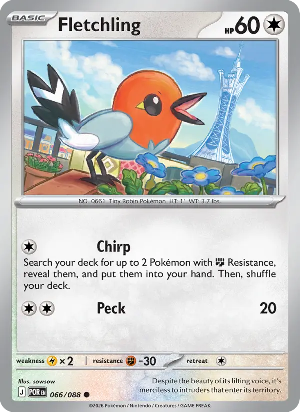 Losse Pokémonkaart 066/088 - Fletchling - Perfect Order - [Common]