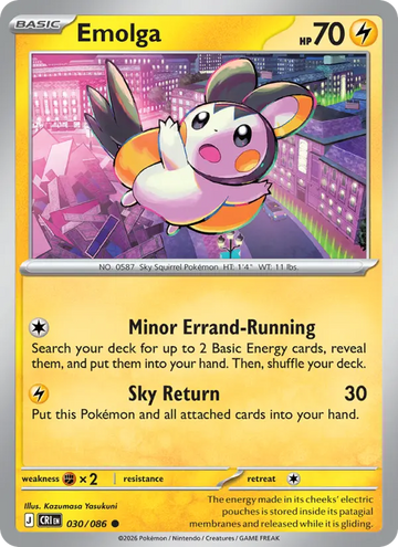 Losse Pokémonkaart 030/086 - Emolga - Chaos Rising - [Common]