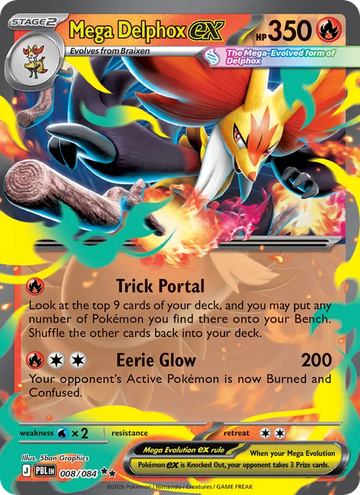 Losse Pokémonkaart 008/084 - Mega Delphox ex - Pitch Black - [Double rare]