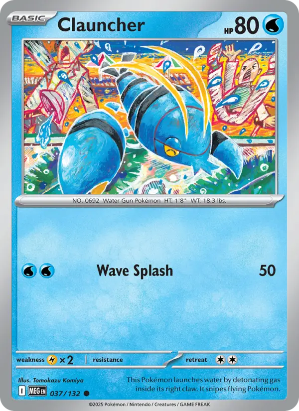 Losse Pokémonkaart 037/132 - Clauncher - Mega Evolution - [Common]