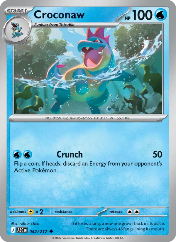 Losse Pokémonkaart 042/217 - Croconaw - Ascended Heroes - [Uncommon] - Friendball Reverse Holo