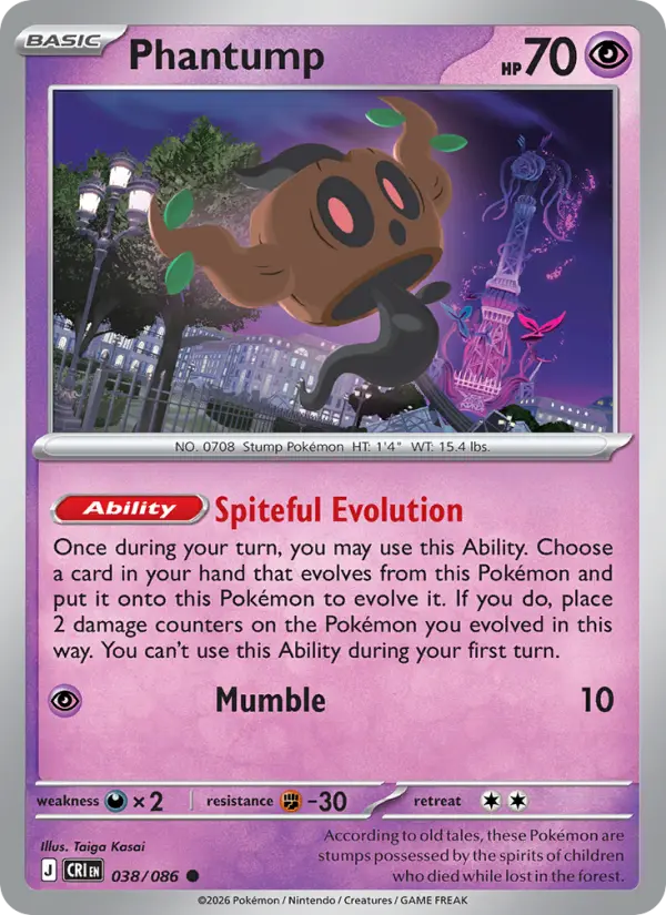 Losse Pokémonkaart 038/086 - Phantump - Chaos Rising - [Common]
