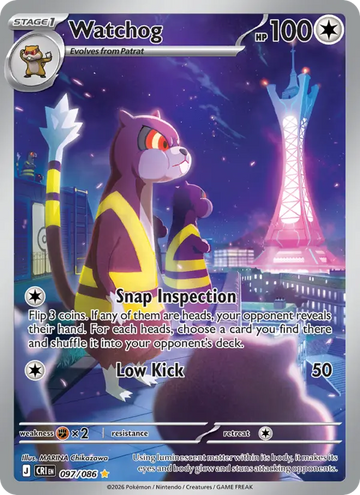 Losse Pokémonkaart 097/086 - Watchog - Chaos Rising - [Illustration rare]