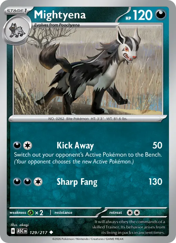 Losse Pokémonkaart 129/217 - Mightyena - Ascended Heroes - [Uncommon]