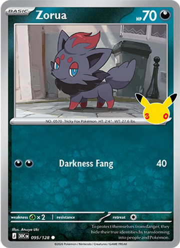 Losse Pokémonkaart 095/128 - Zorua - 30th Celebration - [Common]
