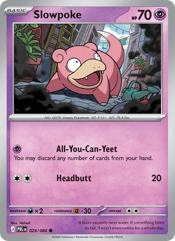 Losse Pokémonkaart 029/084 - Slowpoke - Pitch Black - [Common]