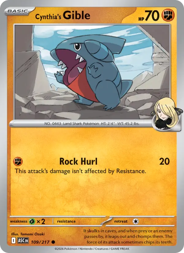 Losse Pokémonkaart 109/217 - Cynthia's Gible - Ascended Heroes - [Common] - Energy Reverse Holo