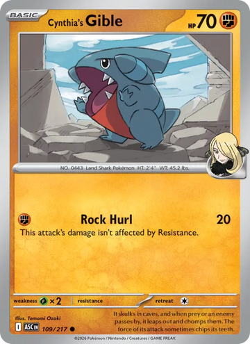 Losse Pokémonkaart 109/217 - Cynthia's Gible - Ascended Heroes - [Common] - Energy Reverse Holo