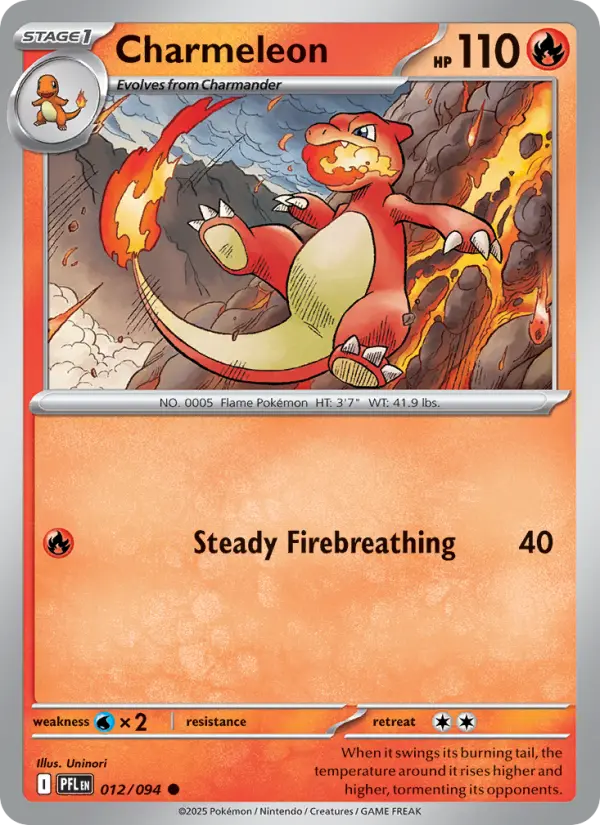 Losse Pokémonkaart 012/094 - Charmeleon - Phantasmal Flames - [Common]