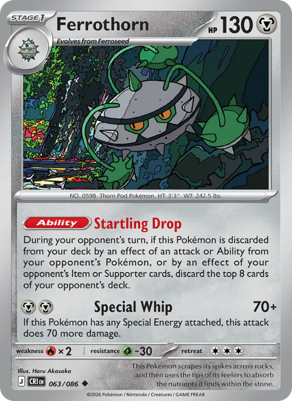 Losse Pokémonkaart 063/086 - Ferrothorn - Chaos Rising - [Uncommon] - Reverse Holo