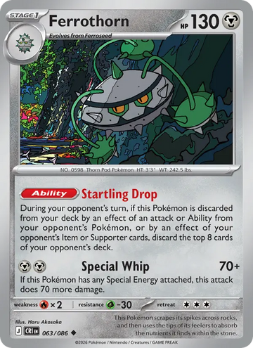 Losse Pokémonkaart 063/086 - Ferrothorn - Chaos Rising - [Uncommon] - Reverse Holo