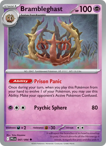 Losse Pokémonkaart 047/094 - Brambleghast - Phantasmal Flames - [Uncommon]