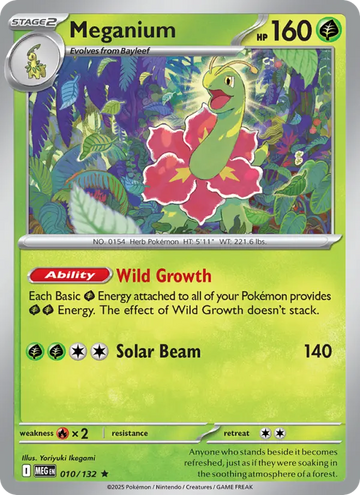 Losse Pokémonkaart 010/132 - Meganium - Mega Evolution - [Rare]