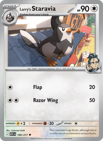 Losse Pokémonkaart 169/217 - Larry's Staravia - Ascended Heroes - [Uncommon] - Energy Reverse Holo