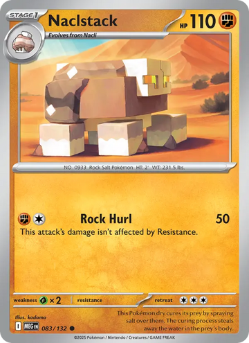 Losse Pokémonkaart 083/132 - Naclstack - Mega Evolution - [Common]