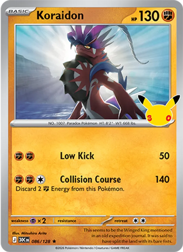Losse Pokémonkaart 086/128 - Koraidon - 30th Celebration - [Rare]