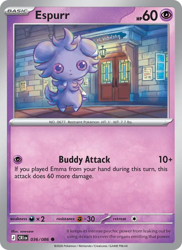 Losse Pokémonkaart 036/086 - Espurr - Chaos Rising - [Common]