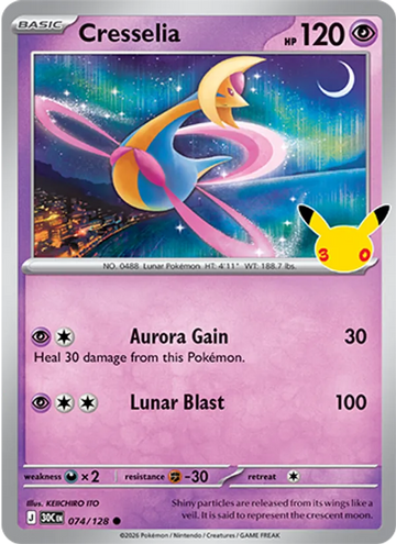 Losse Pokémonkaart 074/128 - Cresselia - 30th Celebration - [Common]