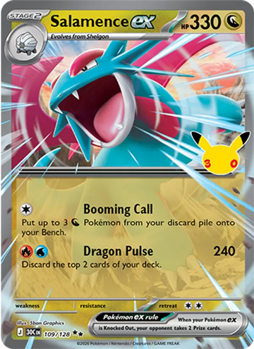 Losse Pokémonkaart 109/128 - Salamence ex - 30th Celebration - [Double rare]