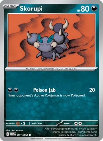 Losse Pokémonkaart 051/088 - Skorupi - Perfect Order - [Common]