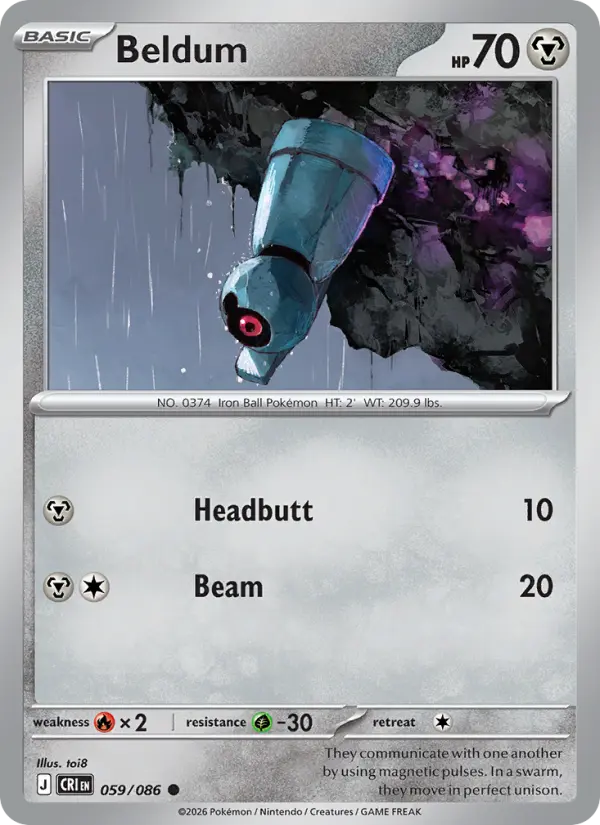 Losse Pokémonkaart 059/086 - Beldum - Chaos Rising - [Common]