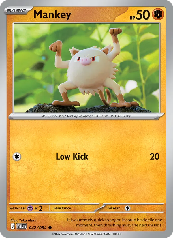Losse Pokémonkaart 042/084 - Mankey - Pitch Black - [Common] - Reverse Holo