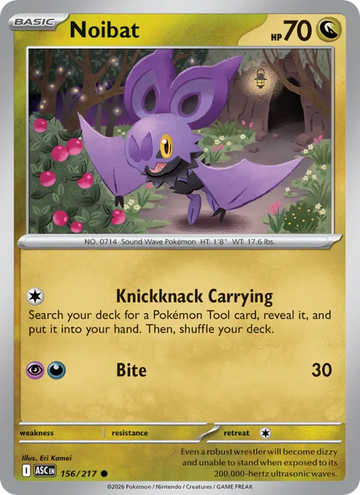 Losse Pokémonkaart 156/217 - Noibat - Ascended Heroes - [Common] - Energy Reverse Holo