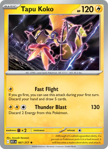 Losse Pokémonkaart 067/217 - Tapu Koko - Ascended Heroes - [Rare]