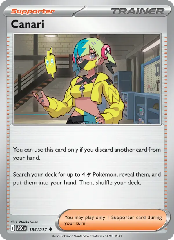 Losse Pokémonkaart 185/217 - Canari - Ascended Heroes - [Uncommon] - Reverse Holo
