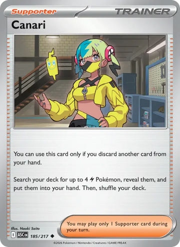 Losse Pokémonkaart 185/217 - Canari - Ascended Heroes - [Uncommon] - Reverse Holo