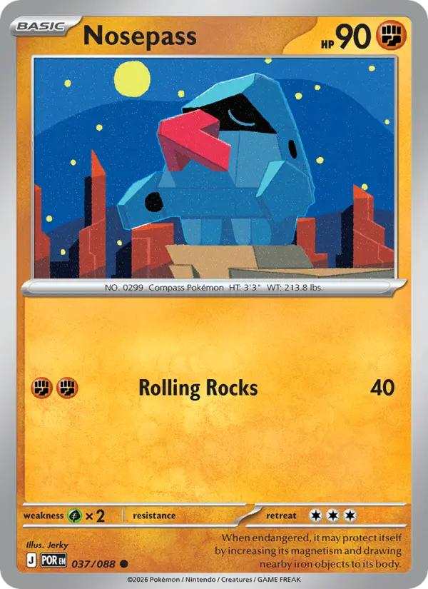 Losse Pokémonkaart 037/088 - Nosepass - Perfect Order - [Common]